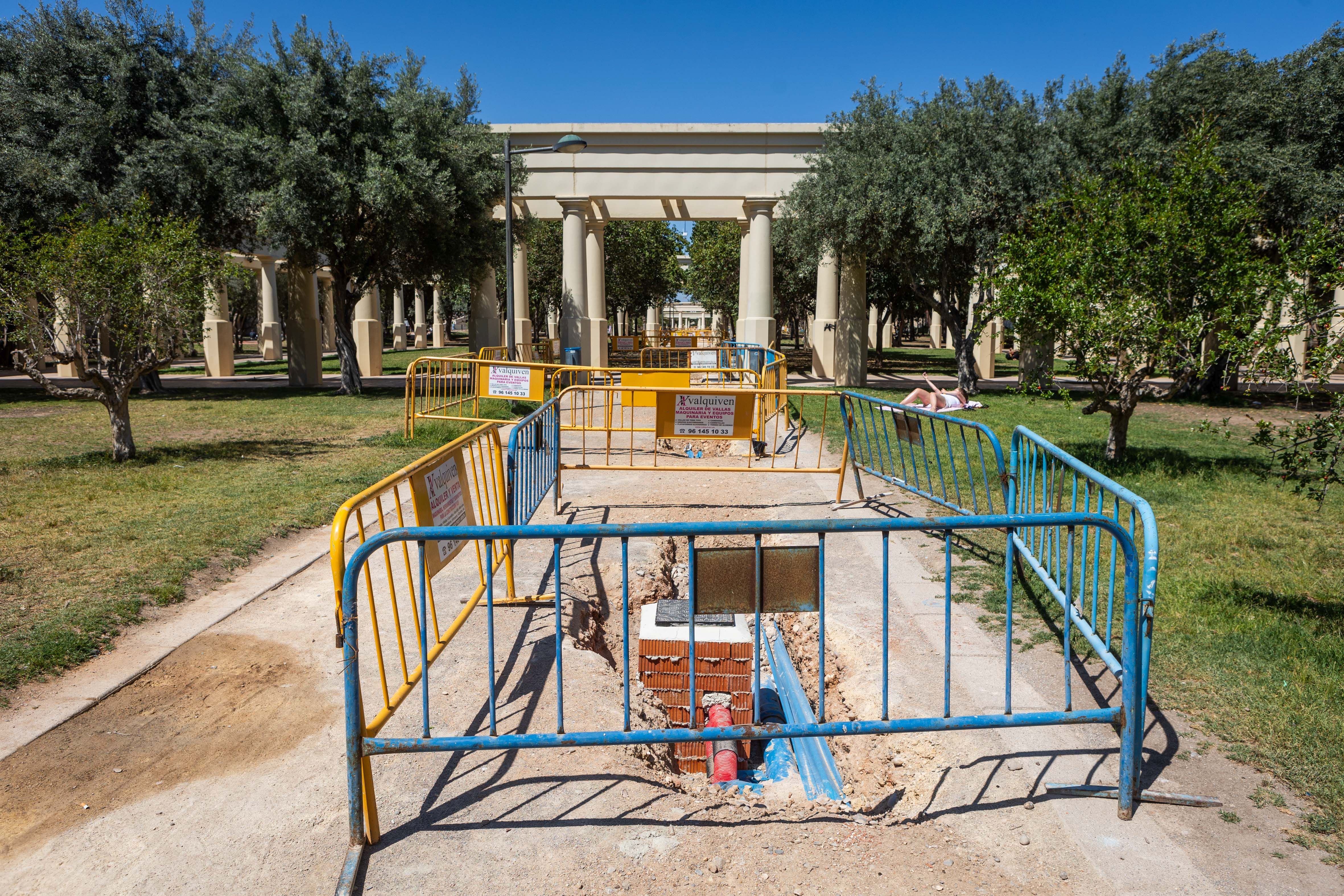 Obras en el antiguo cauce de Valencia