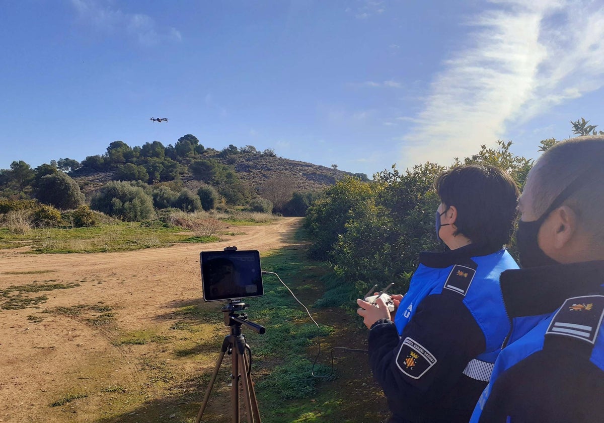 Vigilancia y control con dron de la Guardia Rural de Sagunto.