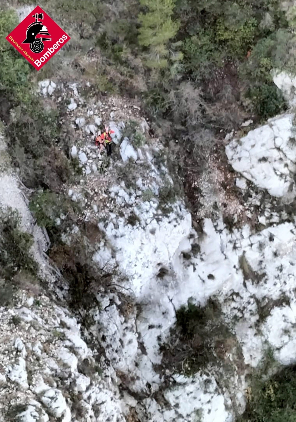 Lugar en el que quedó atrapado el senderista en el Parque Natural del Montgó.