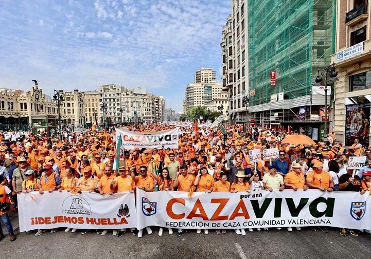 Federación de Caza durante la manifestación