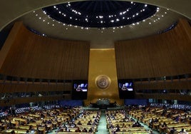 Vista panorámica de la asamblea de Naciones Unidas.