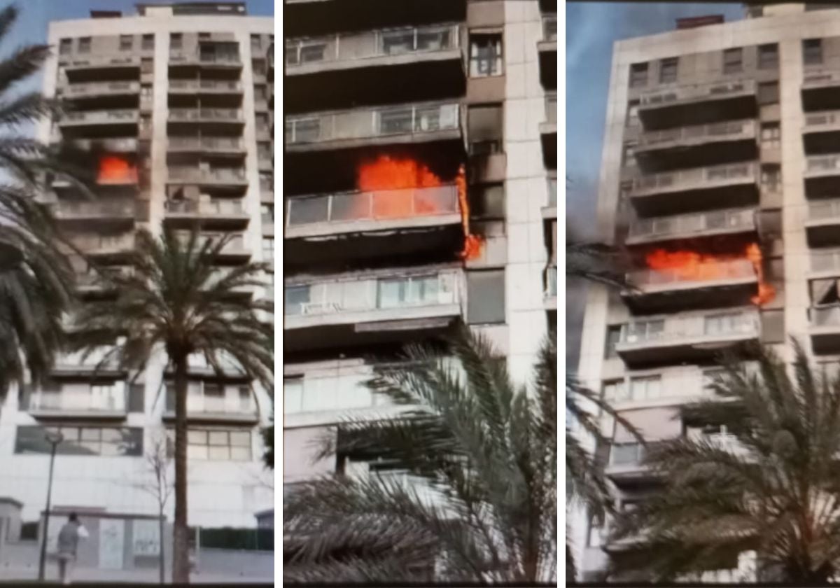 Las imágenes de la inspección policial del incendio de Campanar