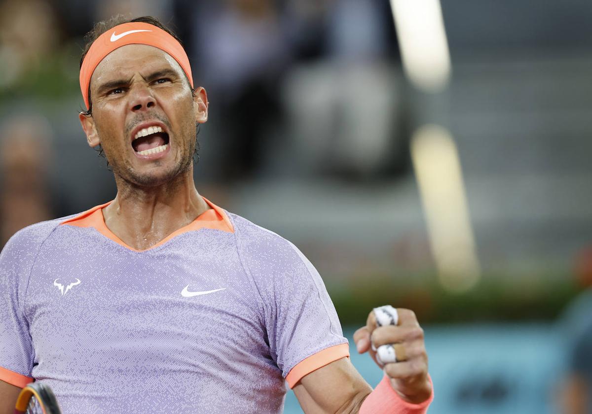 El tenista Rafa Nadal durante su partido frente al checo Jiri Lehecka.