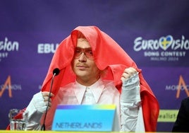 Klein, durante la rueda de prensa tras la semifinal de Eurovisión.