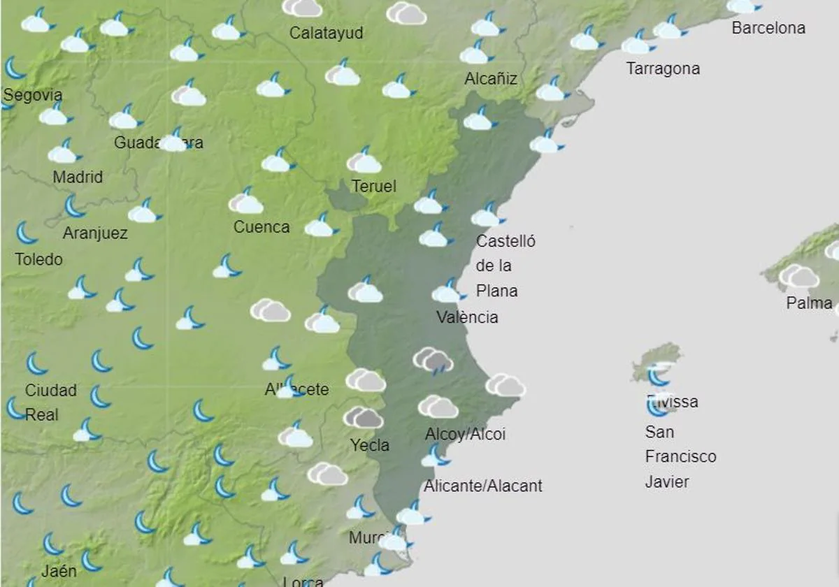 Aemet anuncia cuatro días de nubes, chubascos y tormentas dispersas en la Comunitat Valenciana