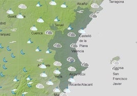 Mapa previsto para el domingo.