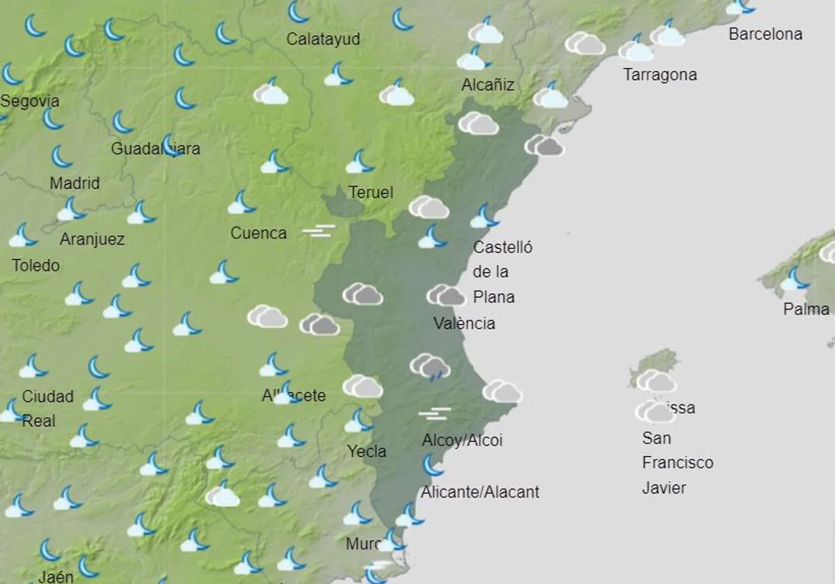Aemet confirma las zonas donde lloverá de forma inminente en la Comunitat Valenciana
