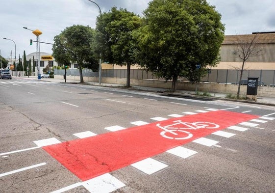 Uno de los últimos carriles bici que se han creado en Valencia, en la zona de Tres Forques.