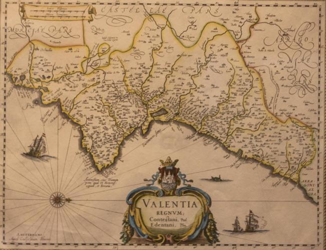 El mapa de Ortelius en la exposición 'Mapas, Poder y Territorio' de la Biblioteca Valenciana Nicolau Primitiu, San Miguel de los Reyes.