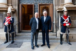 Rafa Solaz y José Esteve, antes del pregón del Corpus.