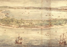 Dibujo de la Albufera del dibujante Anthonis van den Wijngaerde, del s. XVI.