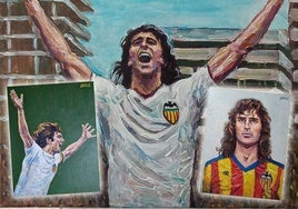 Diferentes retratos realizados por Jorge Zarura para aficionados valencianistas.