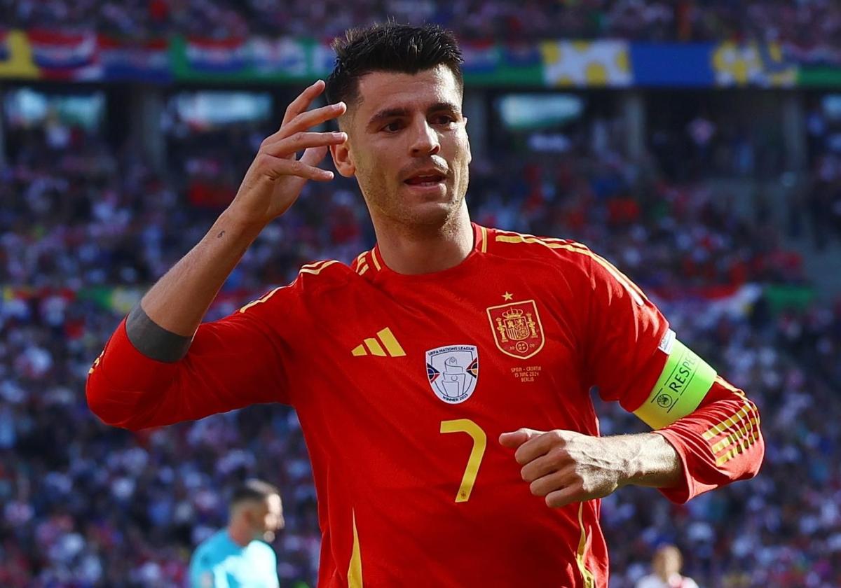 Morata, tras anotar su gol ante Croacia.