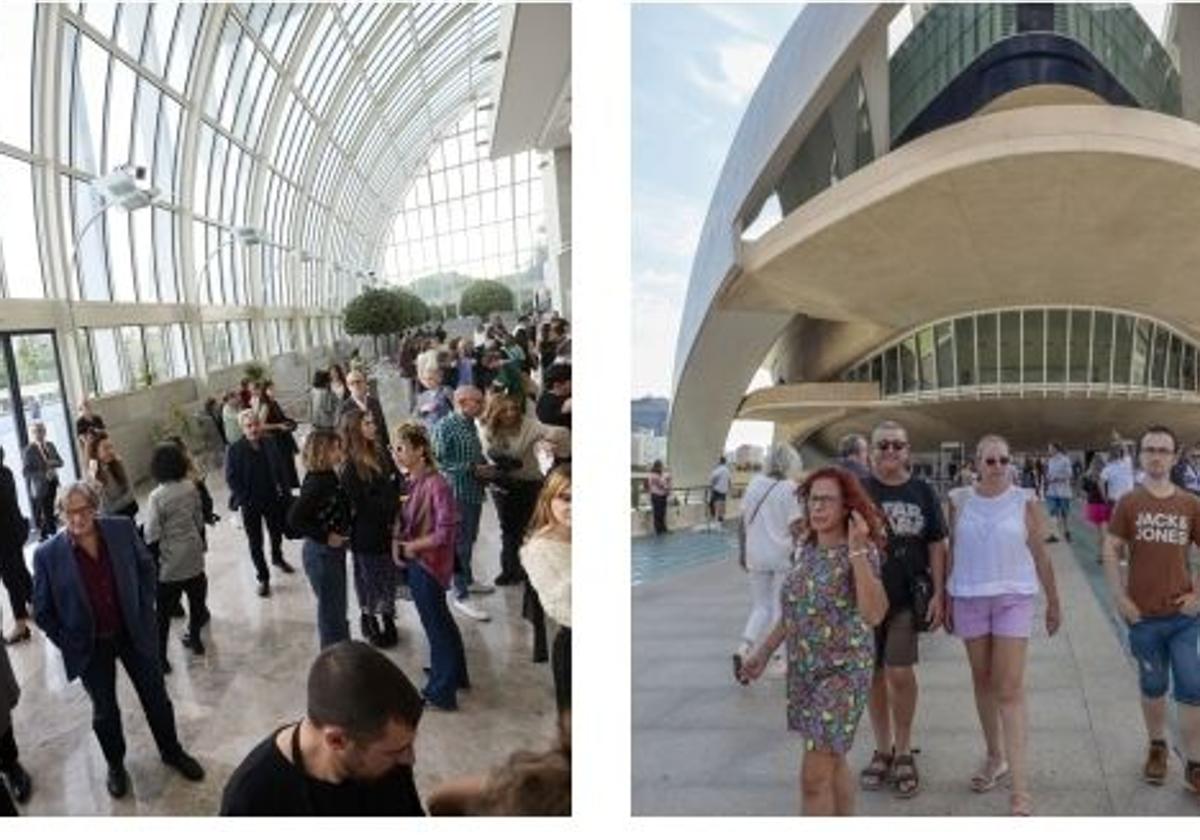 El interior del Palau de la Música y el exterior del Palau de les Arts.