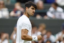 Carlos Alcaraz, en su debut en Wimbledon.