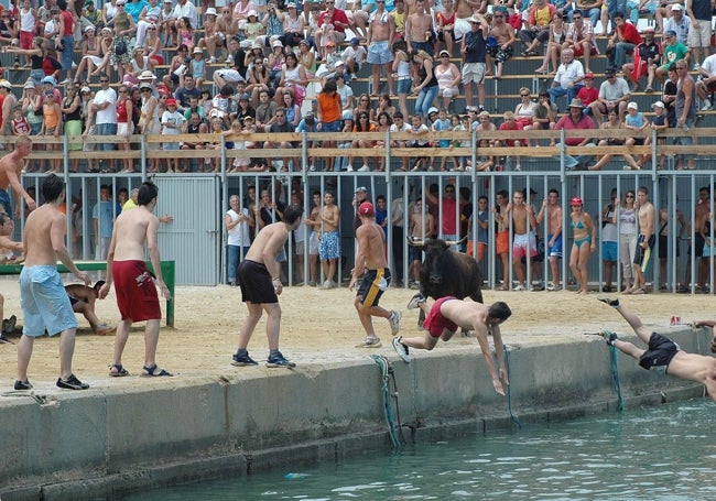 Bous a la mar en Dénia, una cita veraniega para los aficionados.