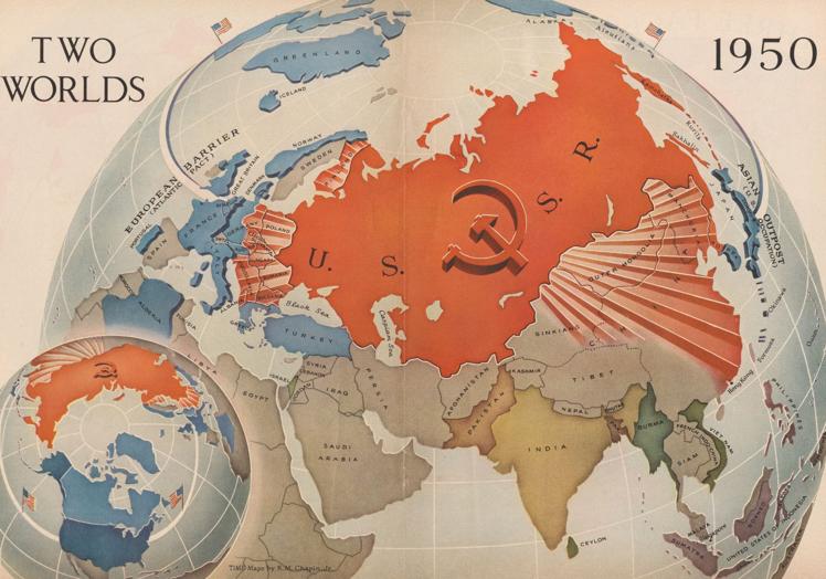 El mapa de 1950 de la revista Time es conocido por cómo la cartografía se utiliza no solo para informar sino también para influir en la percepción pública.