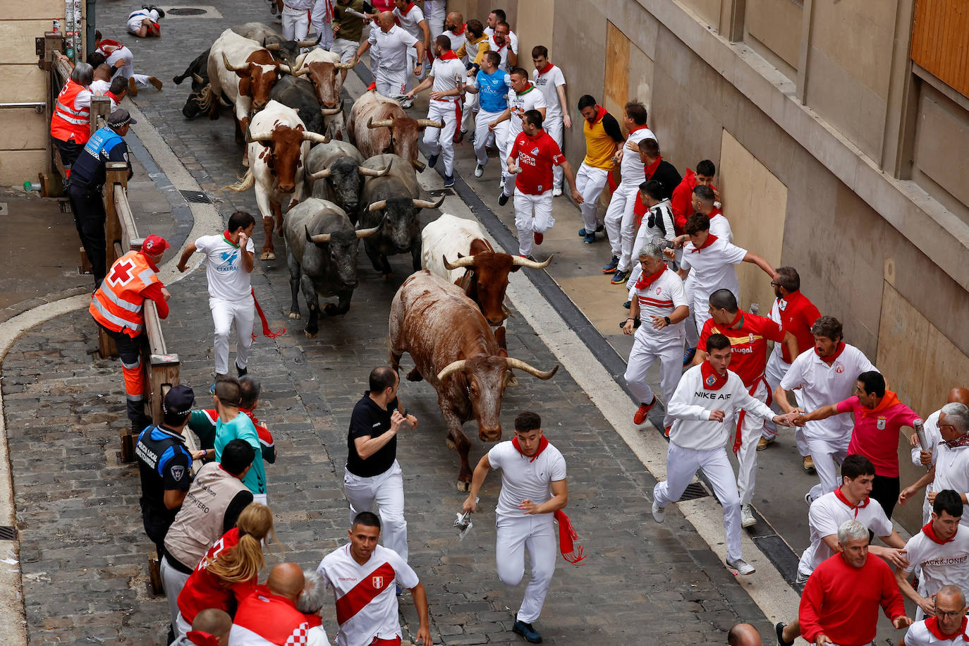 Las mejores imágenes del séptimo encierro de San Fermín 2024