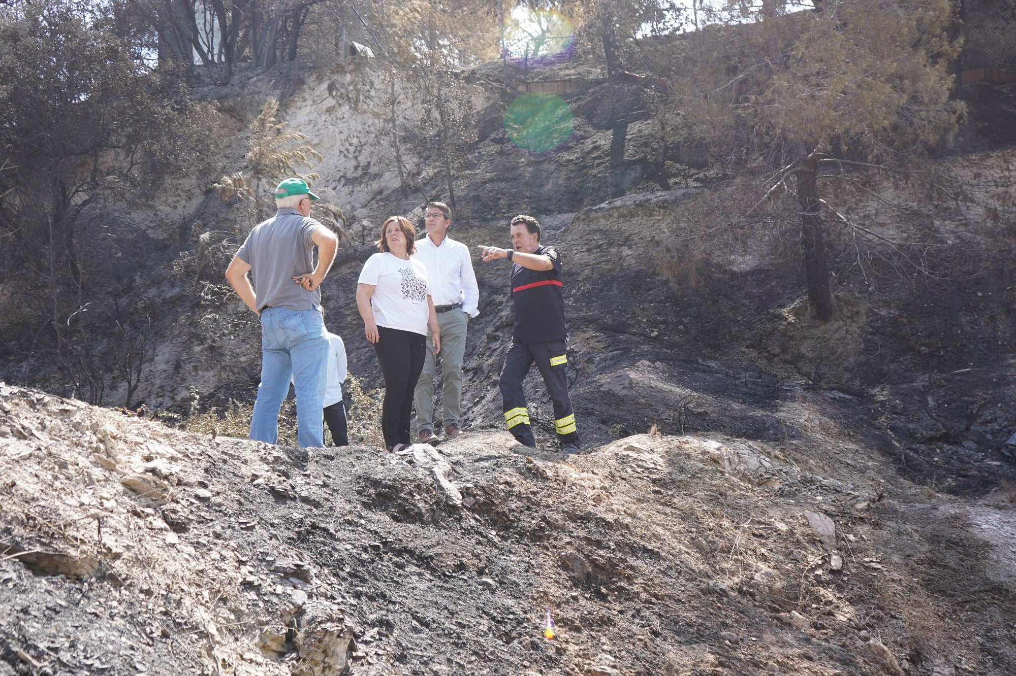 El alcalde de Ontinyent y la concejala de Medio Ambiente han visitado este lunes la zona del incendio.