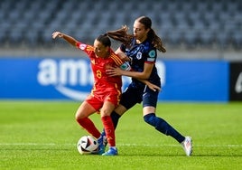 Ainhoa Alguacil con Keukelaar durante la final de la Eurocopa sub-19.