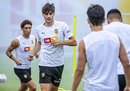 Javi Guerra, durante un entrenamiento.