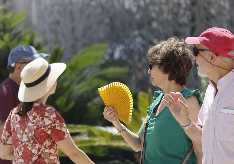 Un grupo de turistas, en el centro de Valencia.