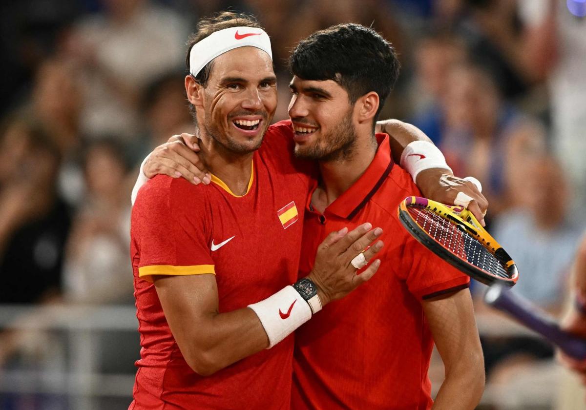 Rafa Nadal y Carlos Alcaraz, en París.