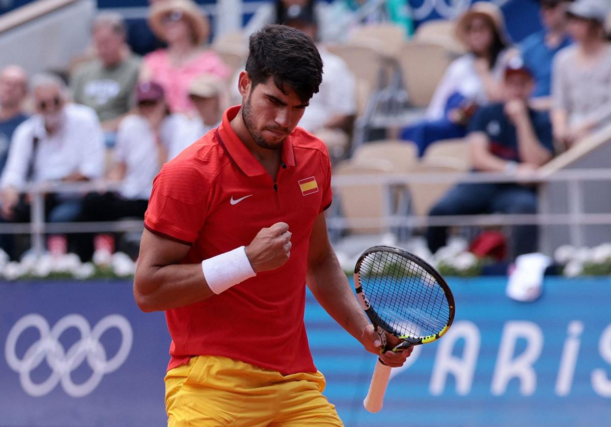 Carlos Alcaraz, durante la semifinal ante Auger-Aliassime.