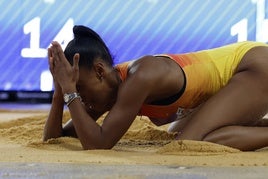 Ana Peleteiro en la final de triple salto de los Juegos Olímpicos de París