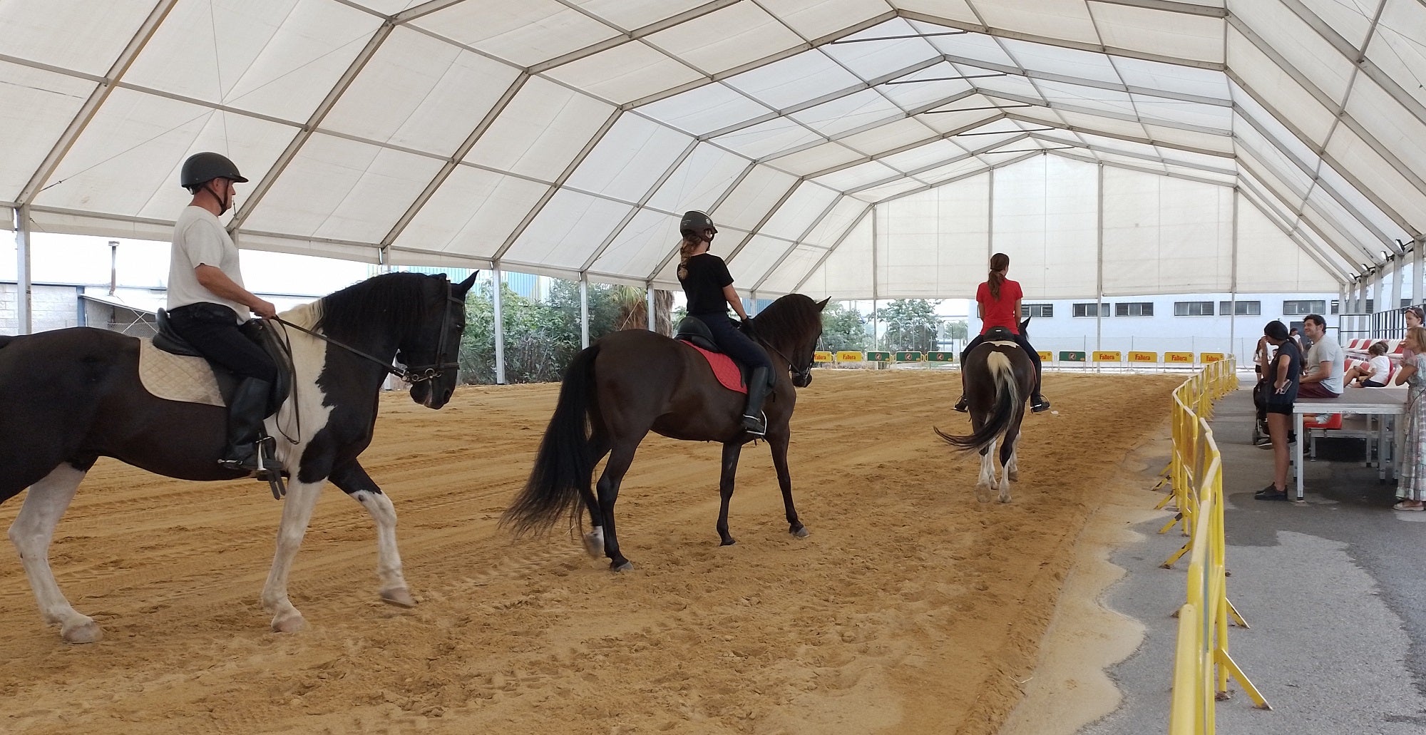 Los jinetes, calentando momentos antes del concurso.