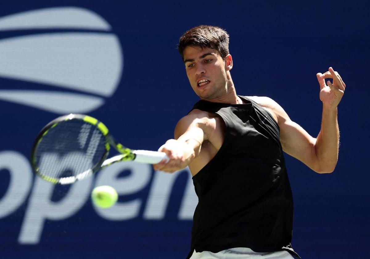 Alcaraz entrena en las instalaciones del US Open.