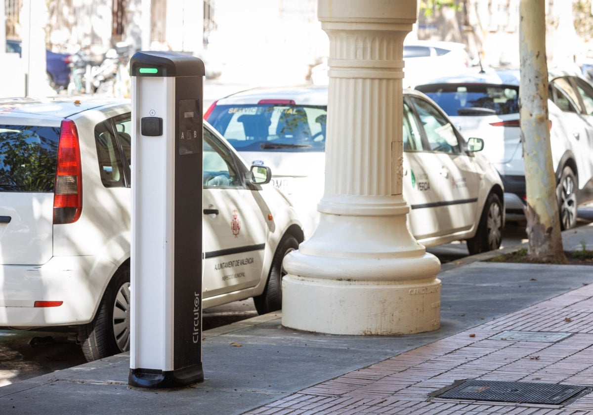 Punta de carga de vehículos eléctricos, en Valencia.