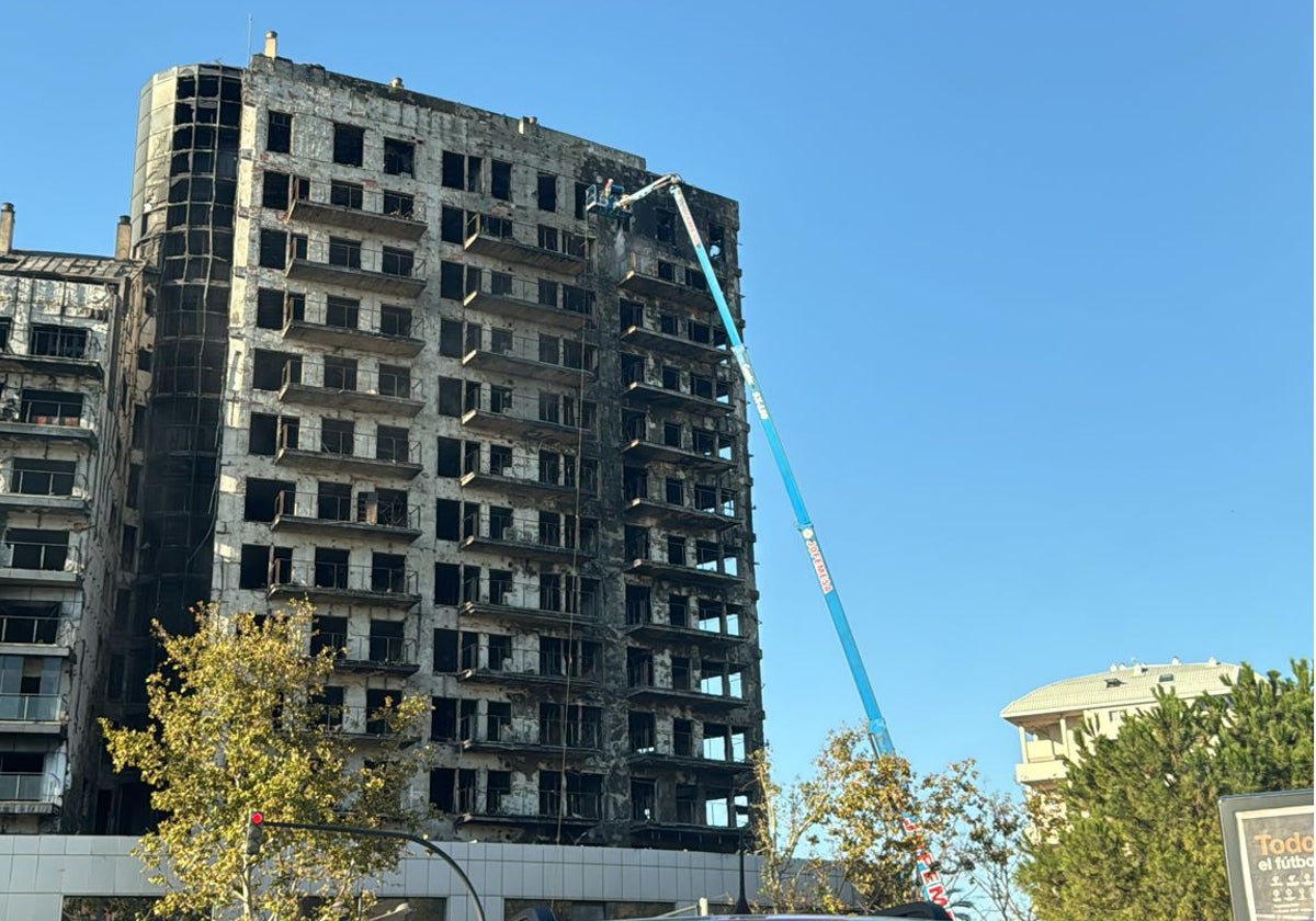 Las grúas ya trabajan en el edificio de Campanar.