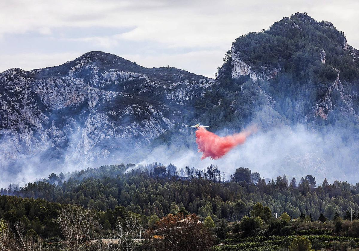 Trabajo de extinción en el Pla de Corrals.