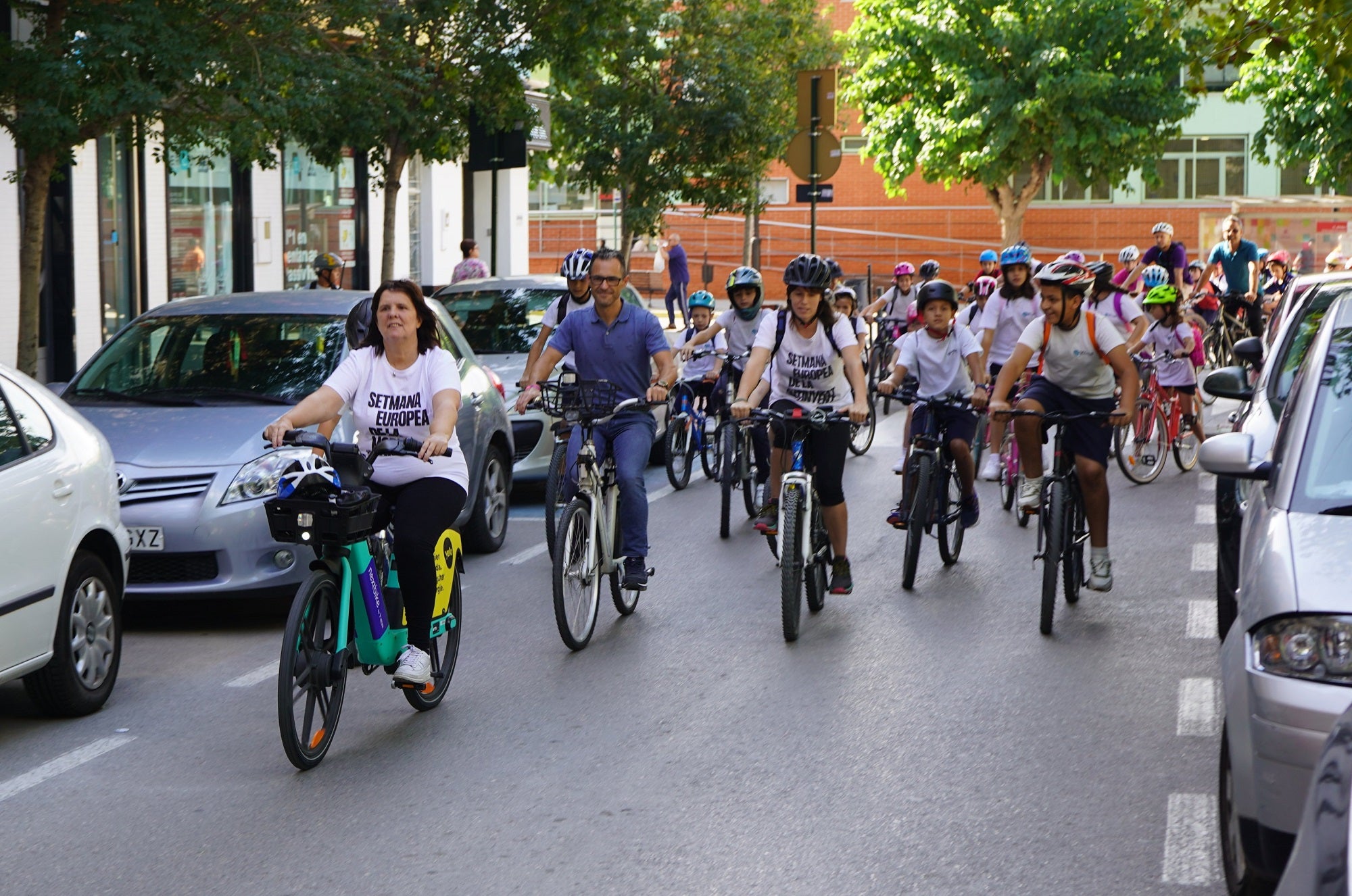 Ruta en bicileta en la celebración del Día Sin Coche en años anteriores.