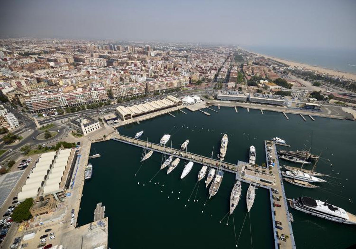 Vista aérea de la Marina de Valencia.