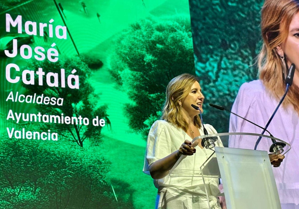 La alcaldesa de Valencia, María José Catalá, en el acto de la Capitalidad Verde en Málaga.