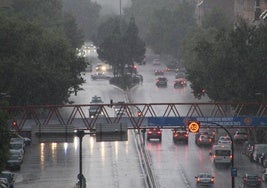 Lluvia intensa sobre la ciudad de Valencia.