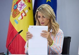 Yolanda Díaz, en la rueda de prensa tras el Consejo de Ministros.
