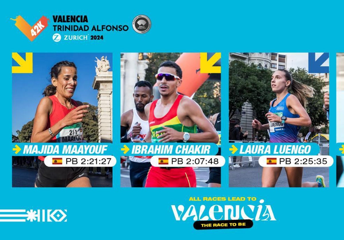 Varios de los corredores y corredoras élite que disputarán el Medio Maratón de Valencia.