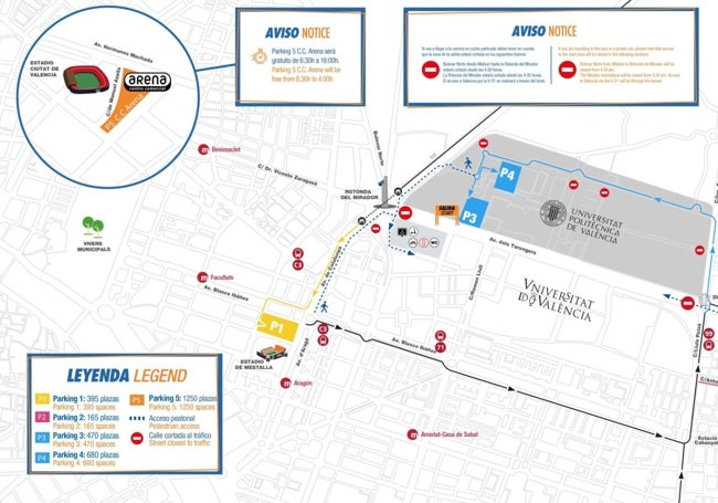 Plano de la salida del Medio Maratón Valencia.