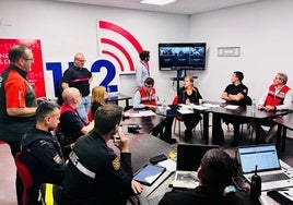 Mazón, en la reunión de gestión de la emergencia de esta mañana.