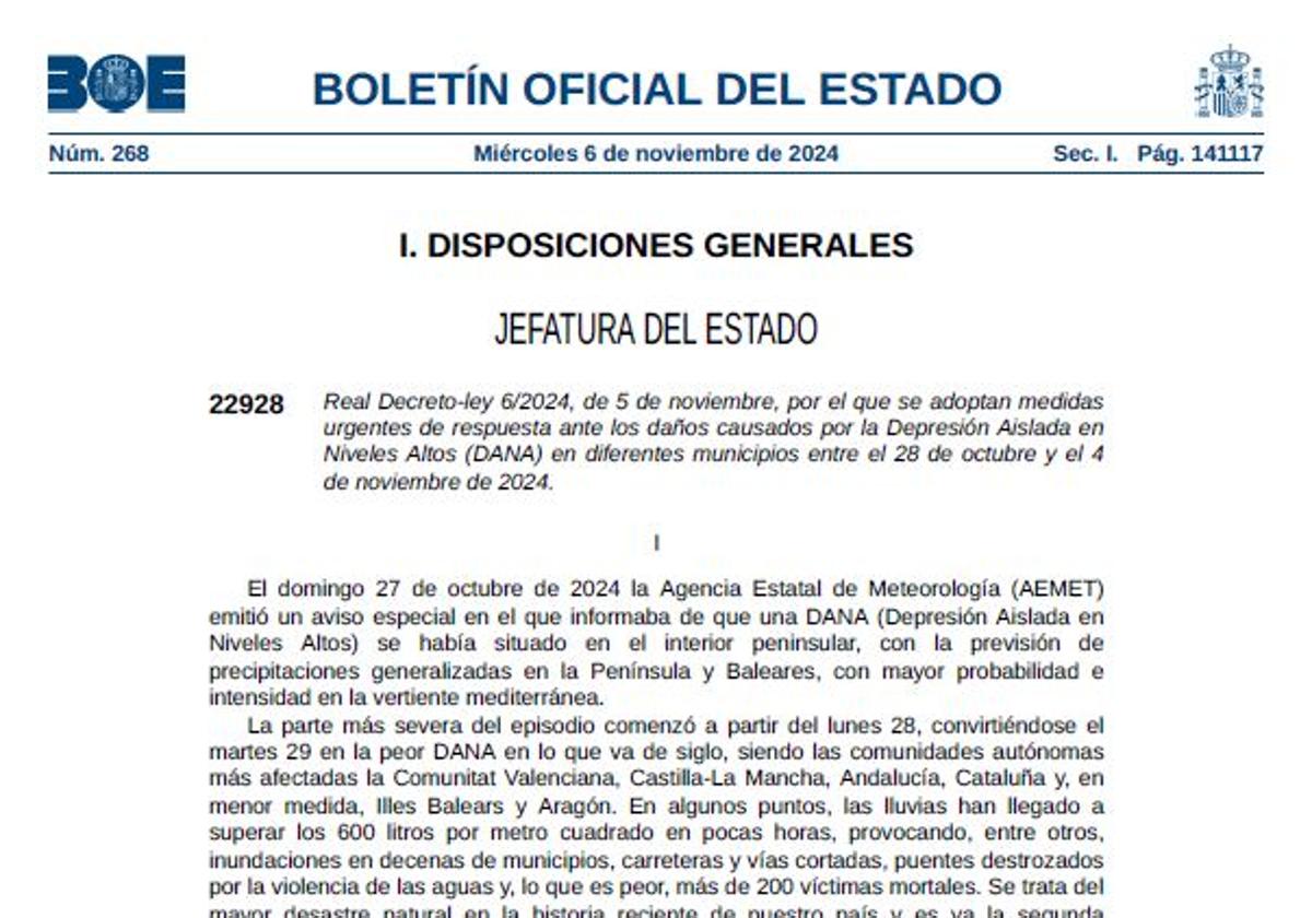 La letra pequeña del decreto de ayudas por la DANA establece un plazo límite para reclamar