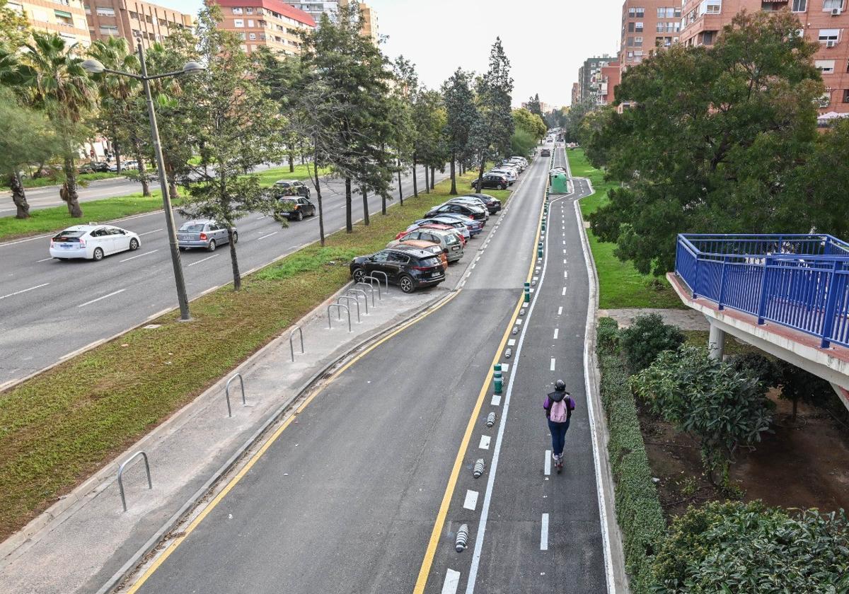 Nuevo carril bici en la avenida del Cid.