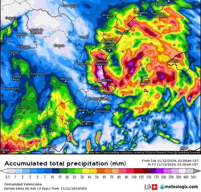 Modelo meteorológico realizado por la Heidelberg University.