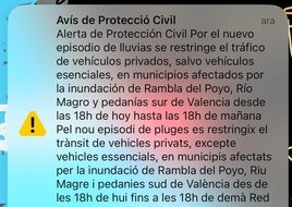 Emergencias envía otro mensaje Es-Alert en Valencia por la DANA