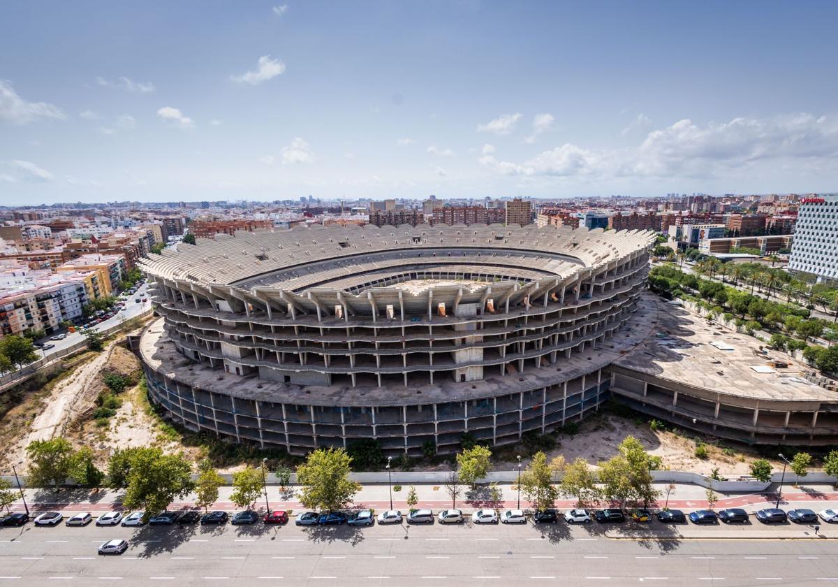 Aspecto actual de las obras del nuevo Mestalla.