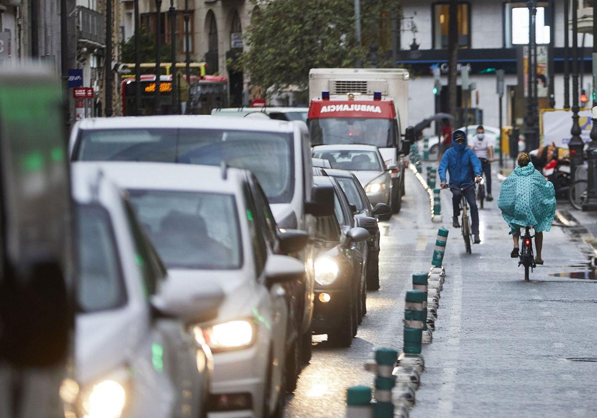 Día de lluvia en la ciudad de Valencia.