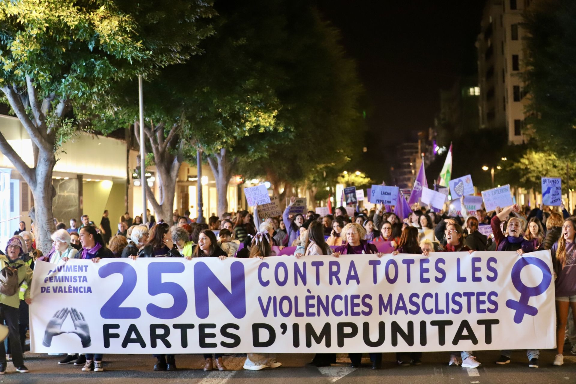 Las imágenes de la manifestación por el 25-N en Valencia