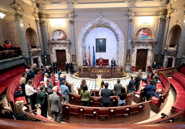 Celebración del pleno extraordinario en el Ayuntamiento de Valencia.